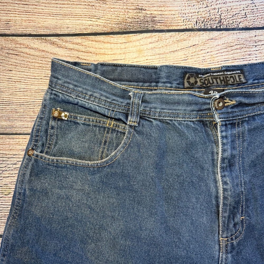 Southpole Y2K Baggy Jeans Blue Denim Mens 41x31 Streetwear Barrel Jeans Wide Leg - Picture 4 of 10